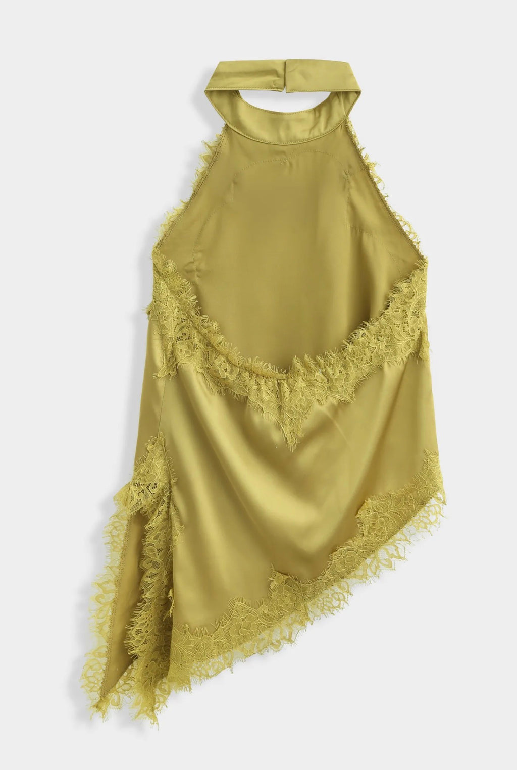 Lace Halter Neck Top in Olive Green