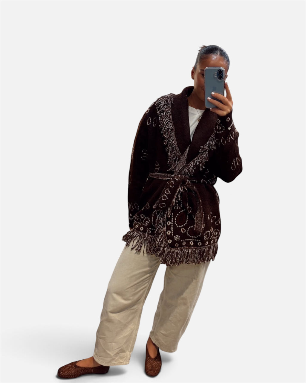 Jasper Paisley Print Cardigan in Brown