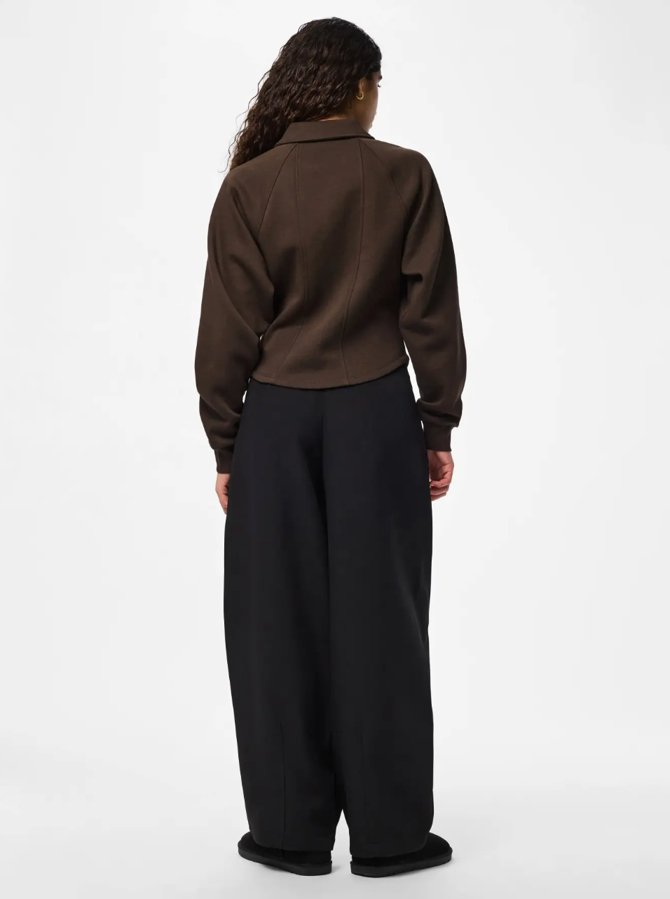 Gio Fitted Sweat Cardigan in Brown