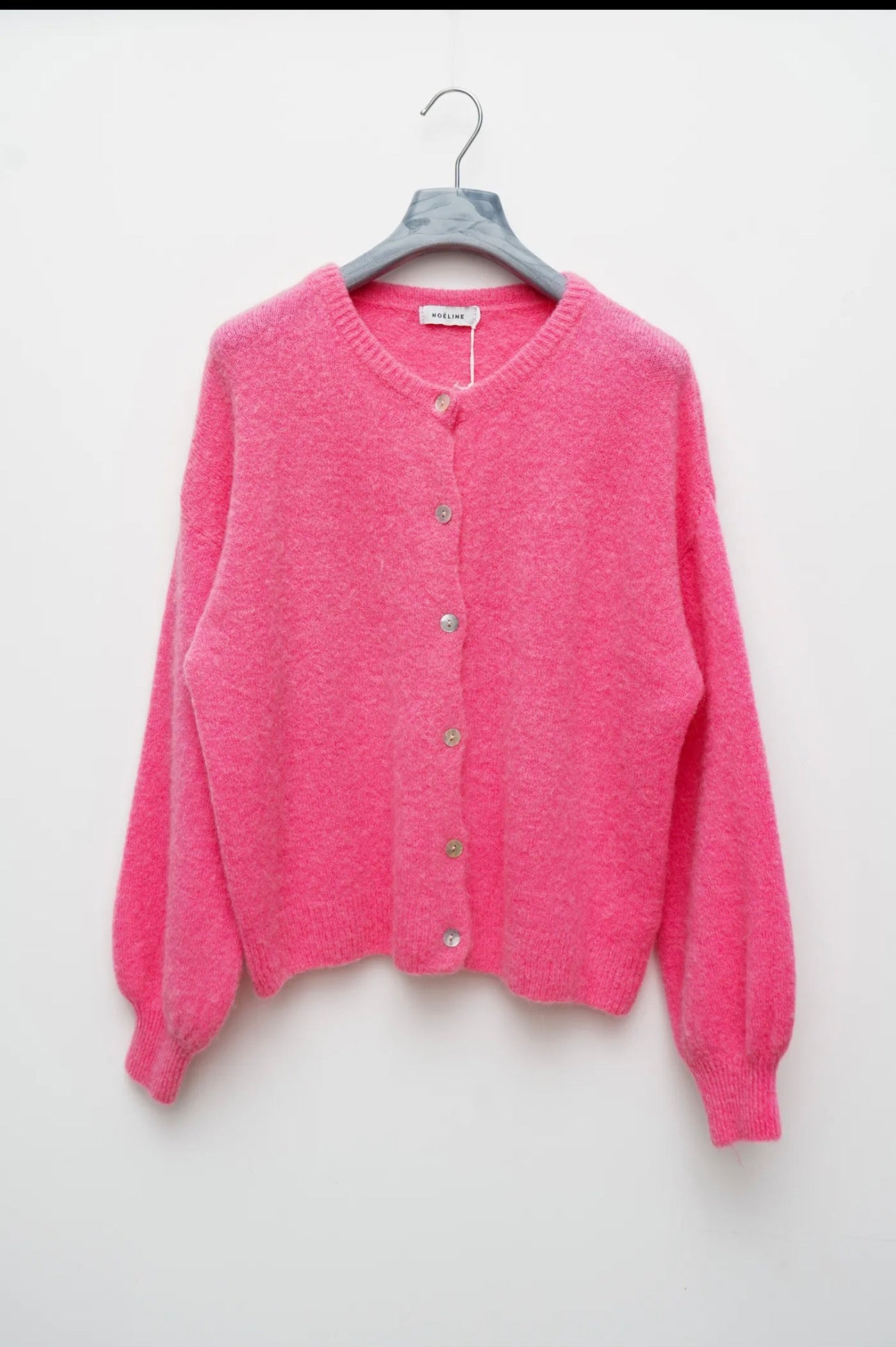 Wool Knit Cardigan in Bubble Pink