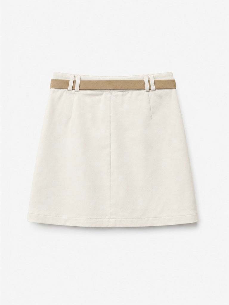 Skort with belt in Ecru