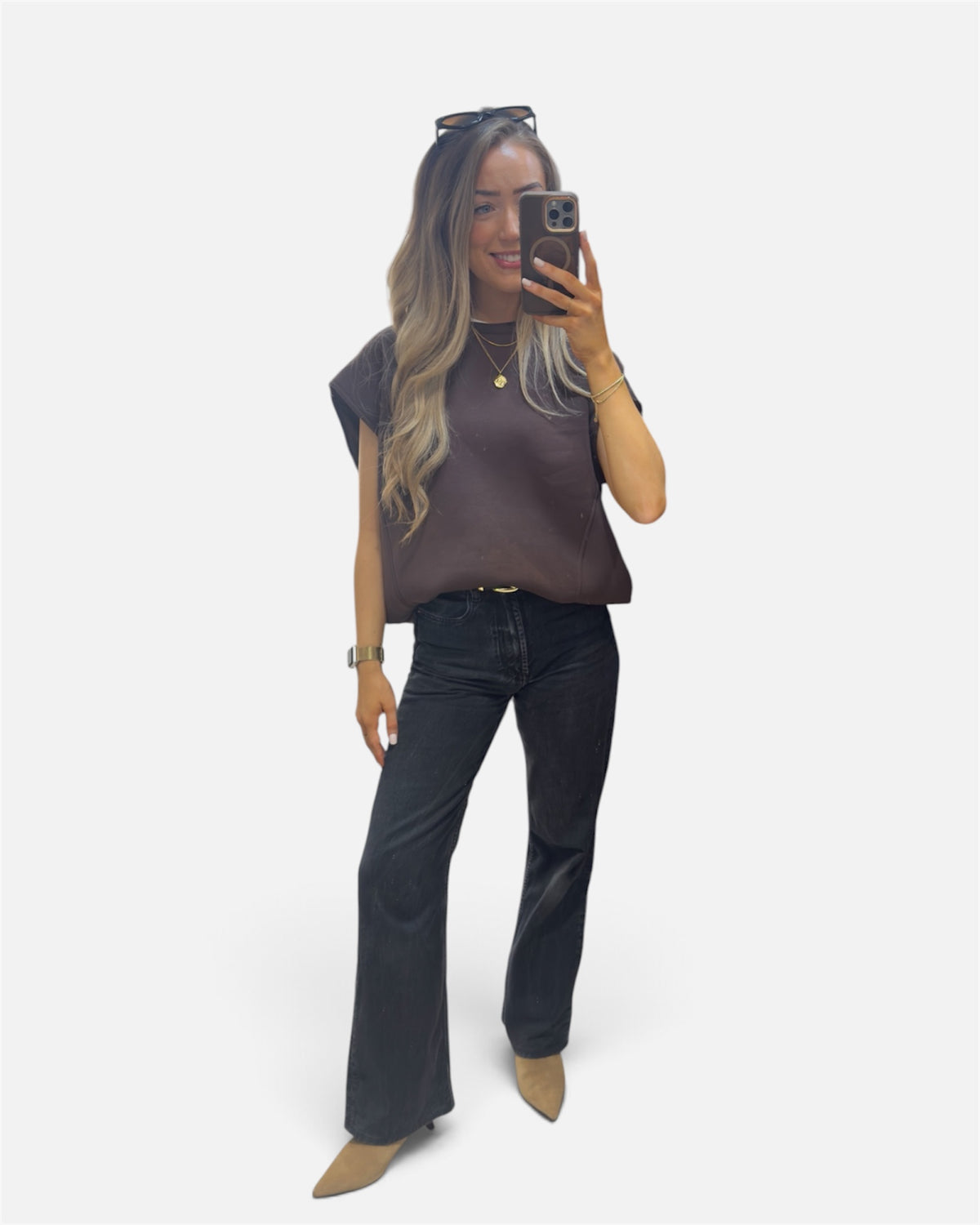 Oversized Sleeveless Jumper in Brown