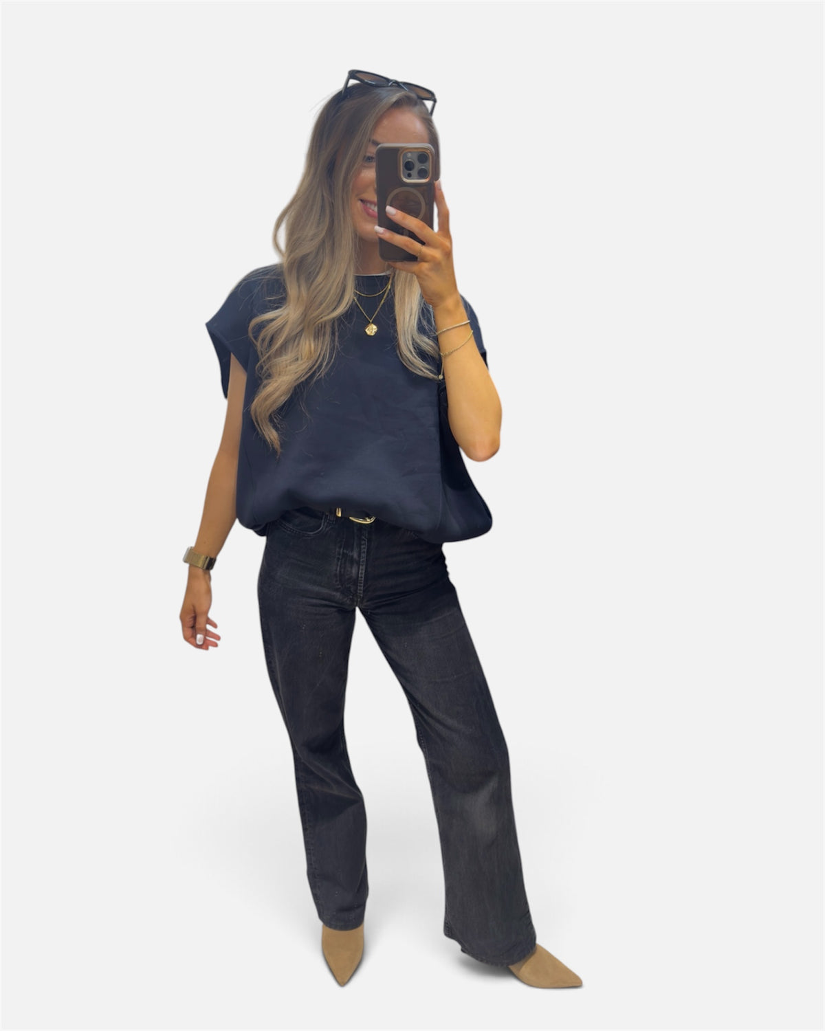Oversized Sleeveless Jumper in Navy