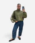 Bomber Jacket in Military Green and Cream