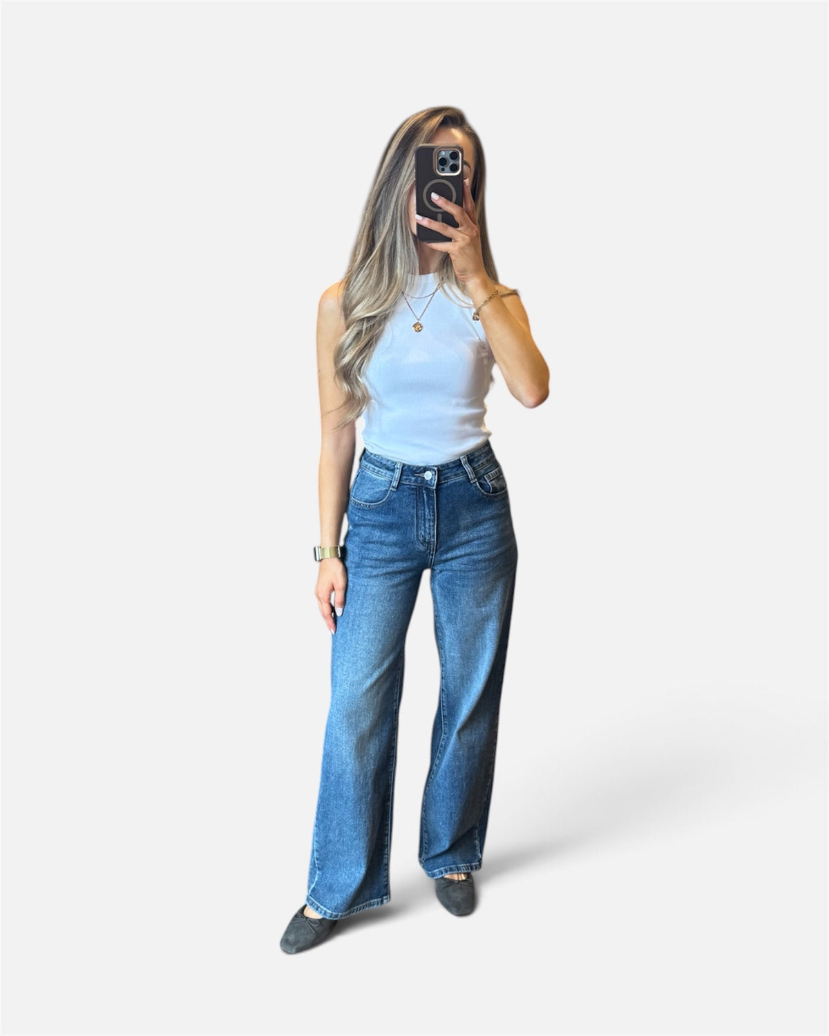 June Wide Leg Jean in Dark Denim