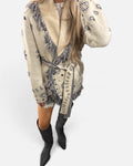 Jasper Paisley Print Cardigan in Beige & Navy