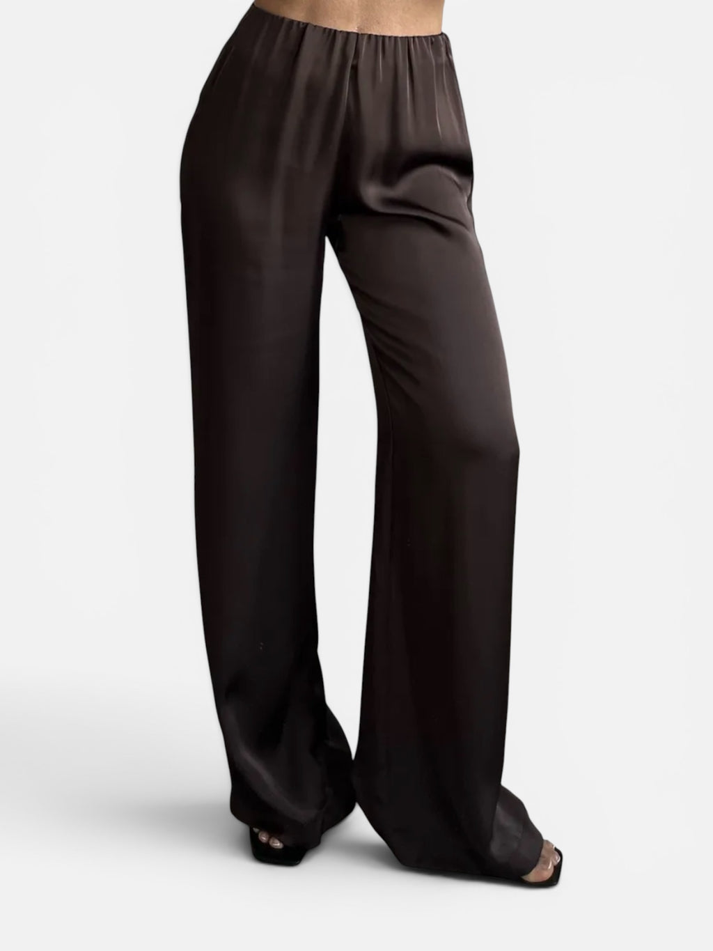 Satin Pants in Brown