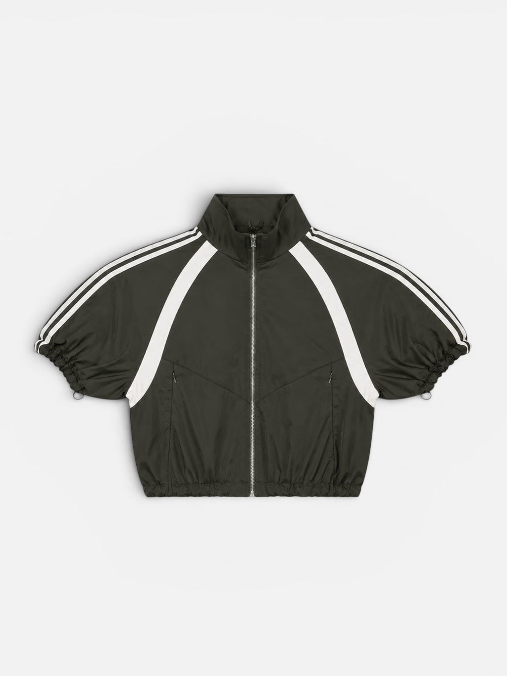 Track jacket in green & beige