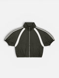 Track jacket in green & beige