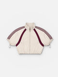 Track jacket in ivory & burgundy