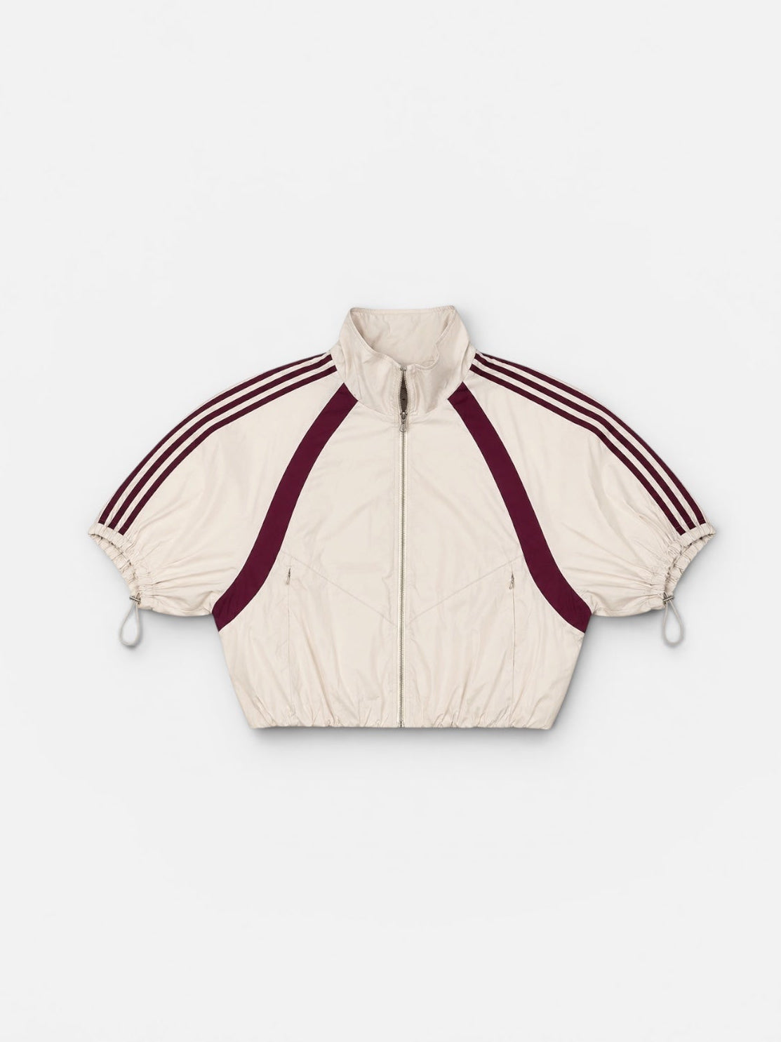 Track jacket in ivory & burgundy