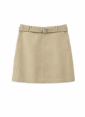 Skort with belt in tan