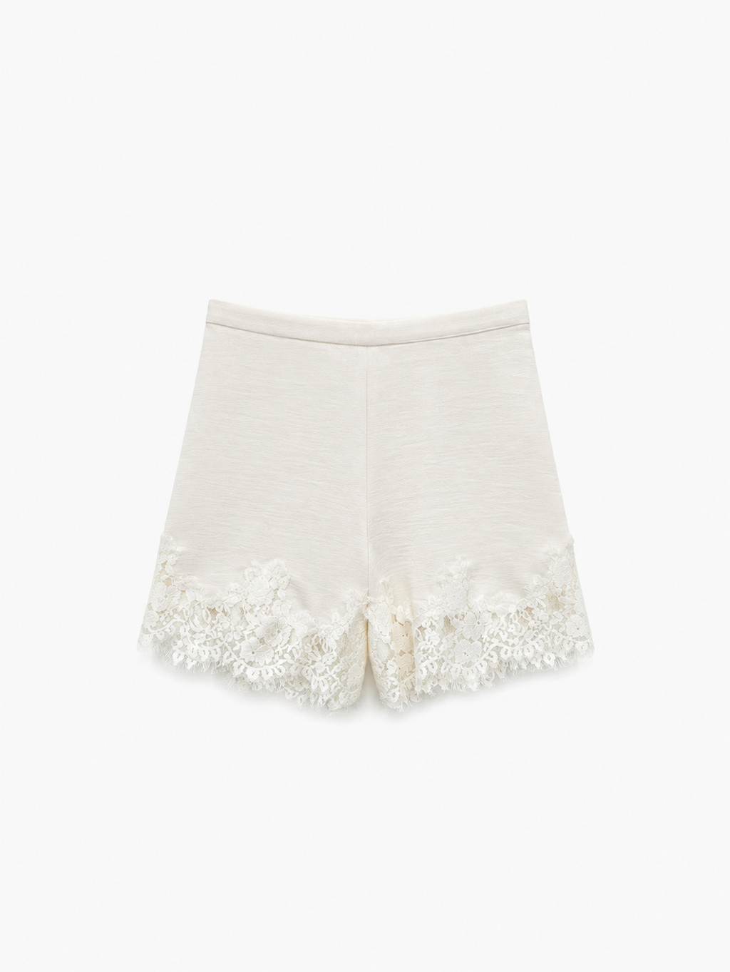 Satin Lace Shorts in Cream