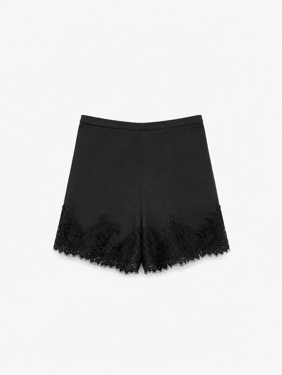 Satin Lace Shorts in Black