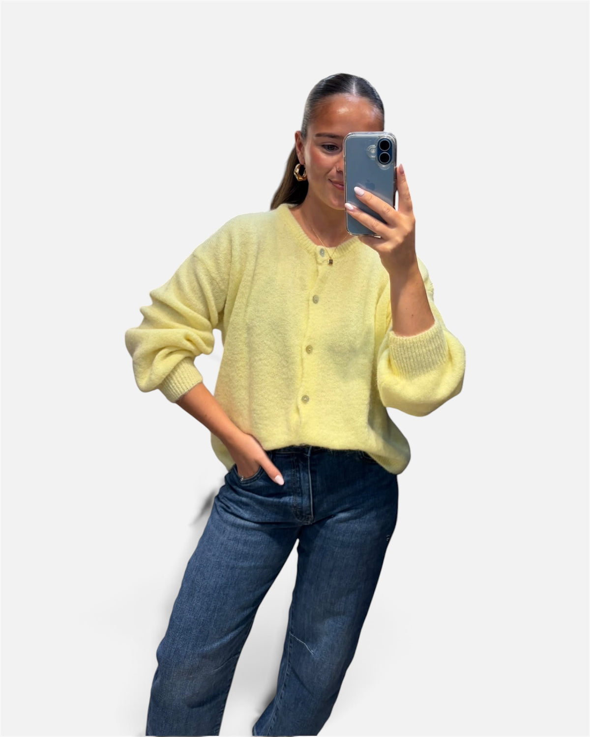 Wool Knit Cardigan in Butter Yellow