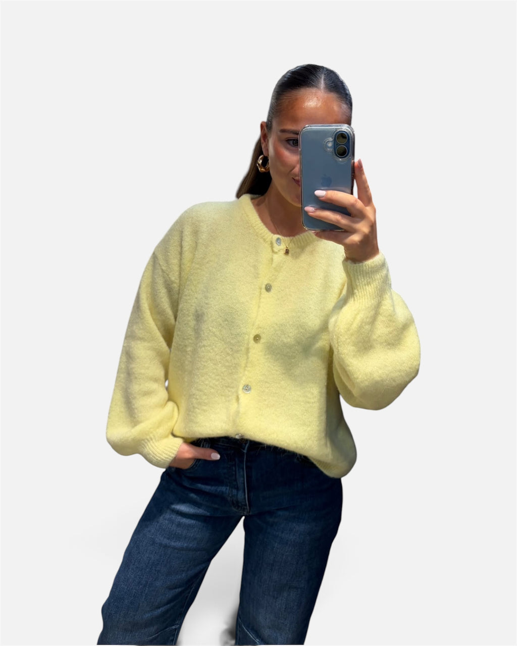 Wool Knit Cardigan in Butter Yellow