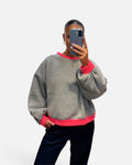 Balloon Sleeve Jumper in Grey & Pink