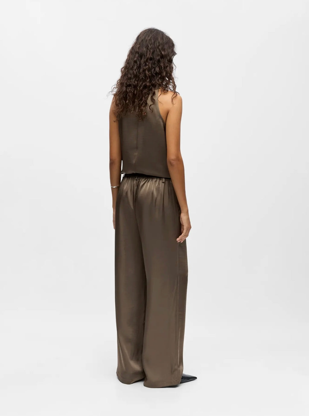 Lisa Satin Trouser in Greige