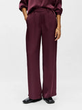 Lisa Satin Trouser in Mauve Wine
