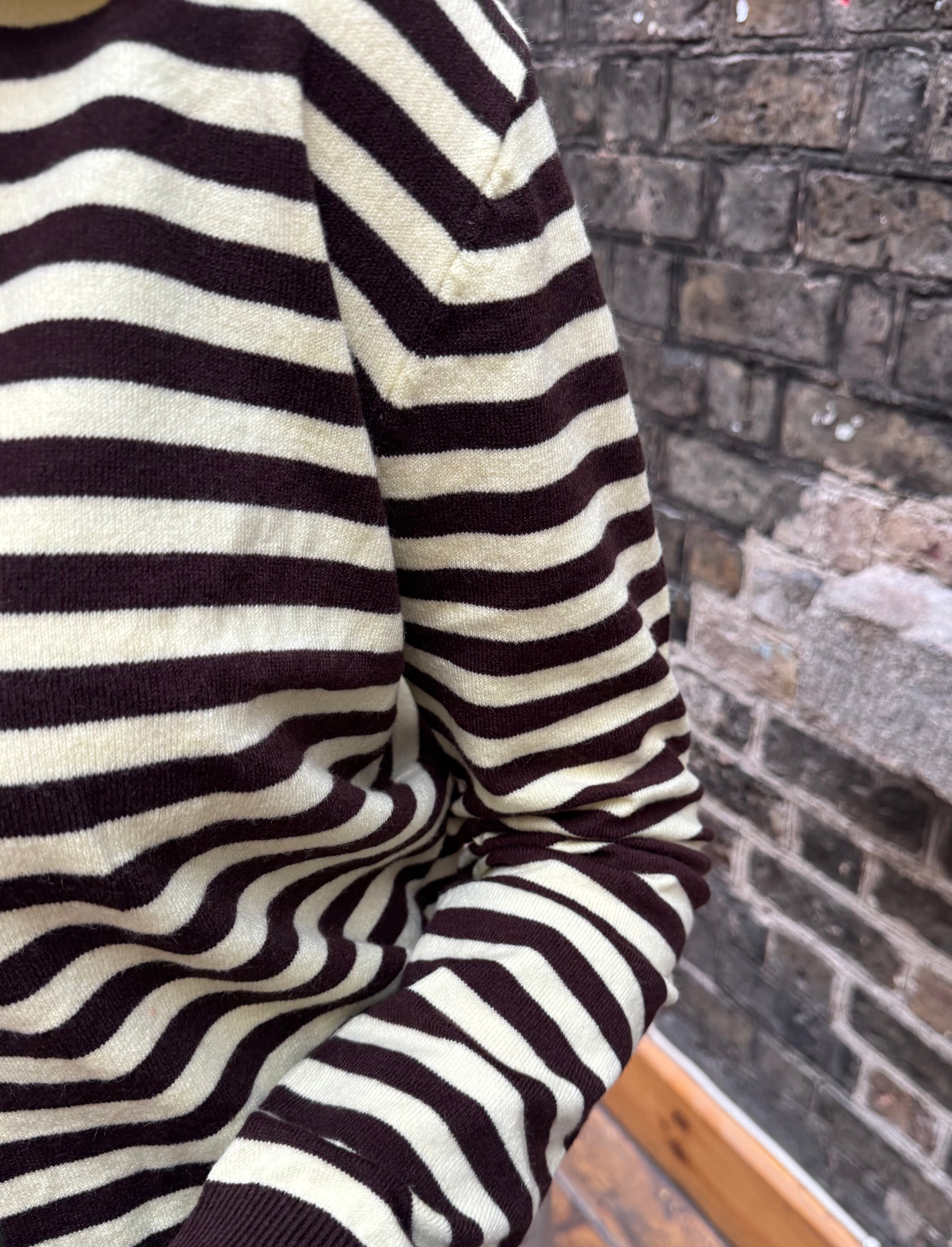 Ella Striped Knit Rugby Top in Brown & Yellow