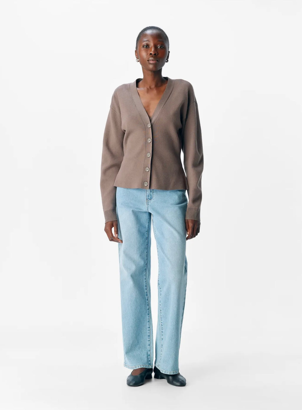 Amber Fitted Cardigan in Morel