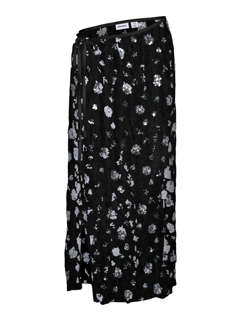 Lorna Wrap Sequin Skirt in Black