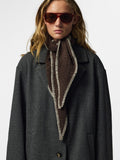 Triangle Scarf with Contrast Stitch in Chocolate Brown