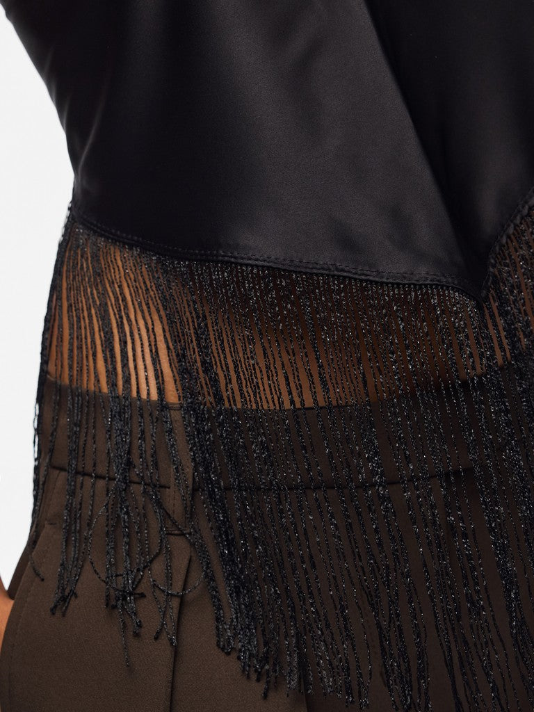 Jazzy Triangle Fringe Scarf in Black