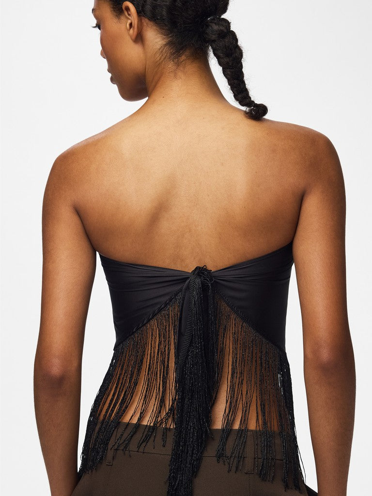 Jazzy Triangle Fringe Scarf in Black