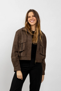 Suede Effect Jacket in Brown