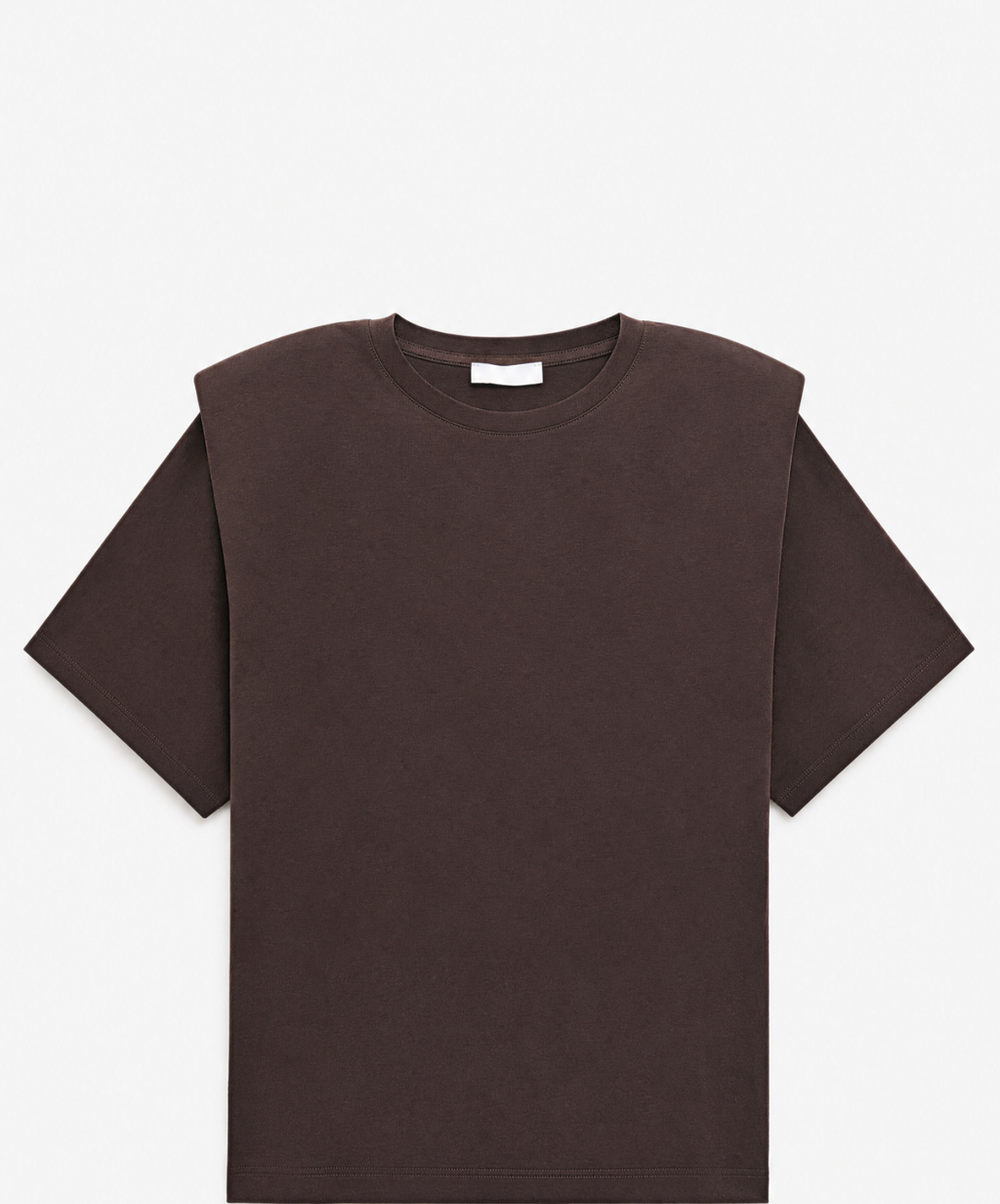 Padded Shoulder T-Shirt in Brown