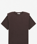 Padded Shoulder T-Shirt in Brown