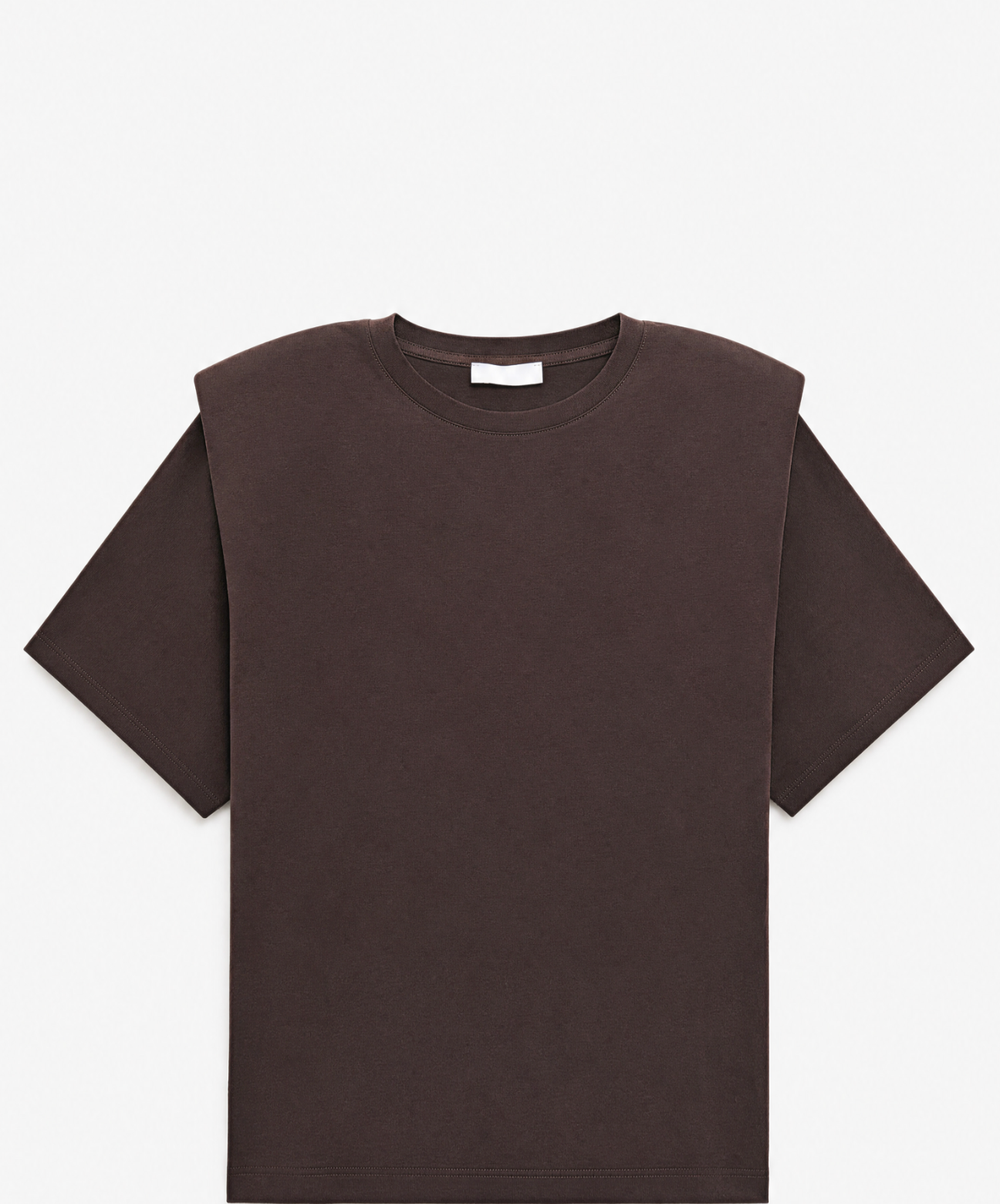 Padded Shoulder T-Shirt in Brown
