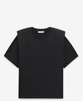 Padded Shoulder T-Shirt in Black