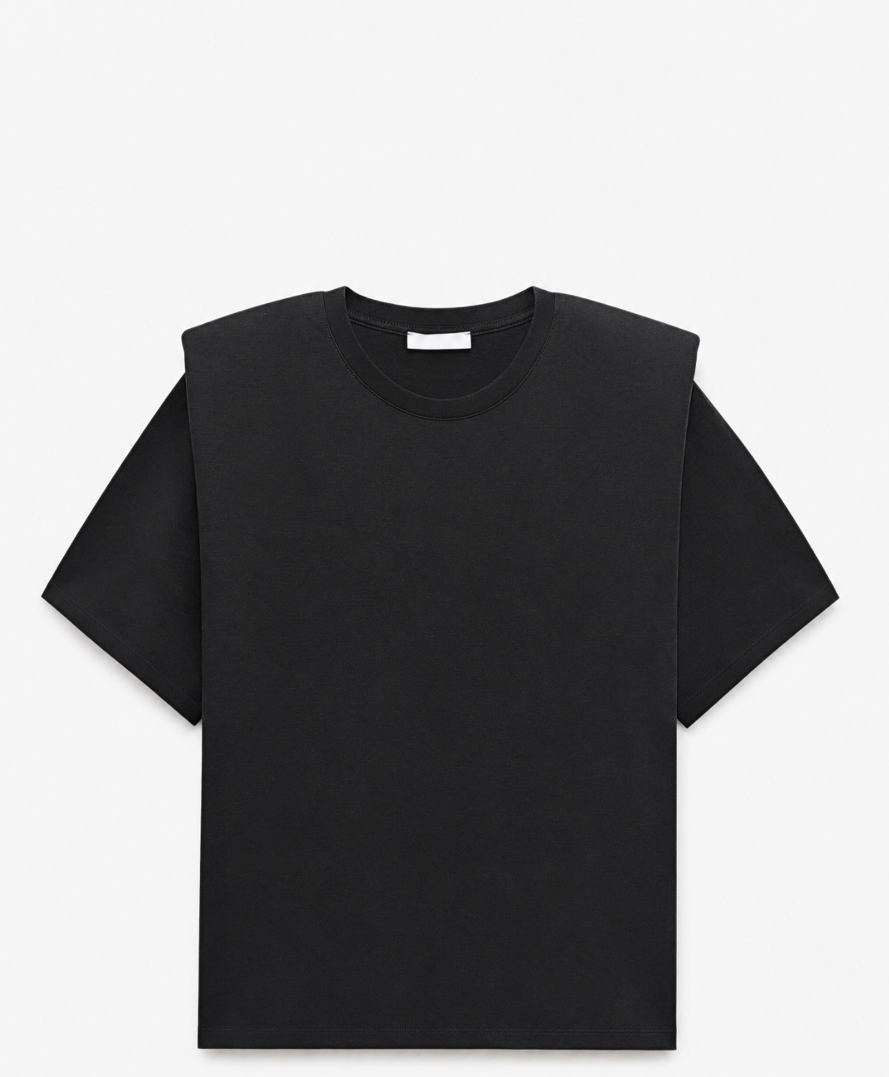 Padded Shoulder T-Shirt in Black