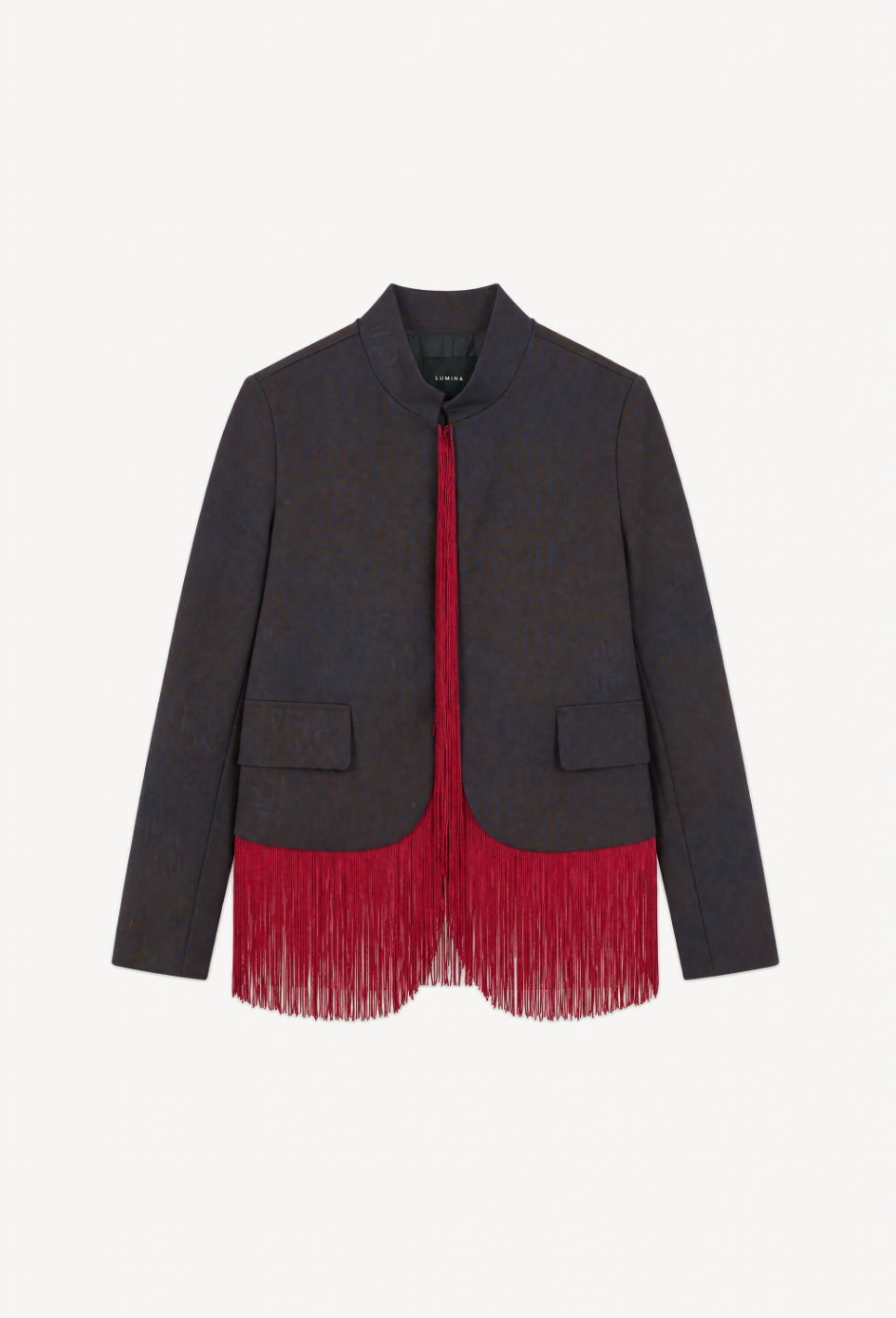 Liza Tassle Crocodile-effect jacket in brown & blue