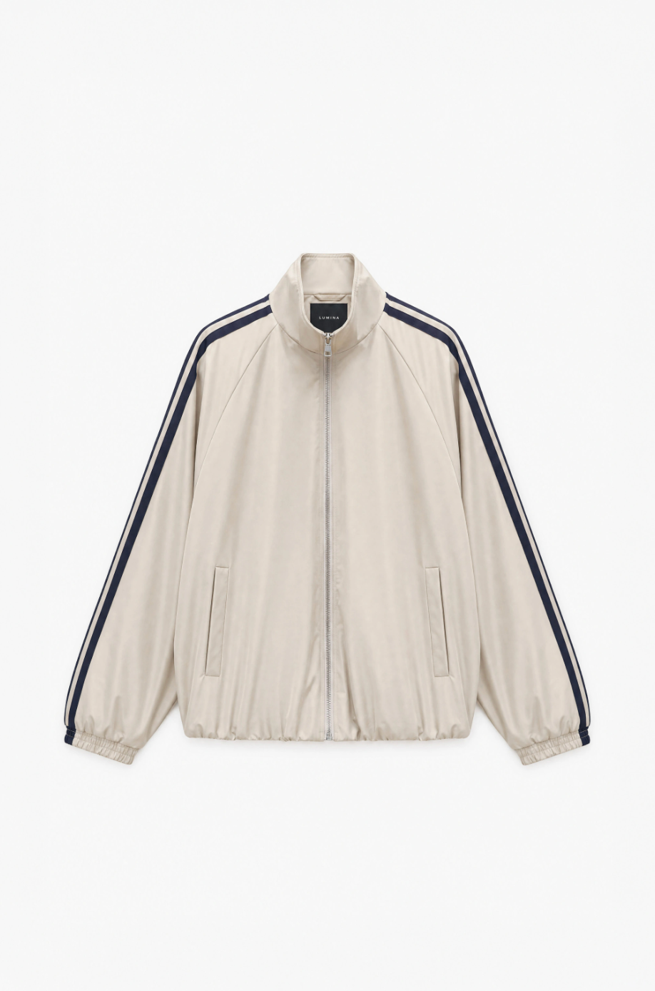 Bomber Jacket in Beige & Navy