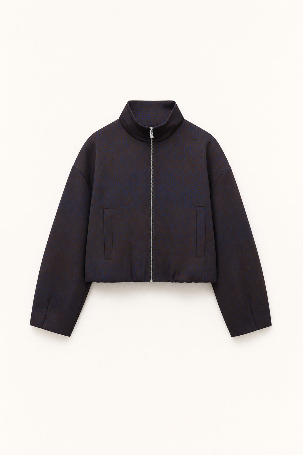 Sue Crocodile-Effect Bomber Jacket in Brown & Blue