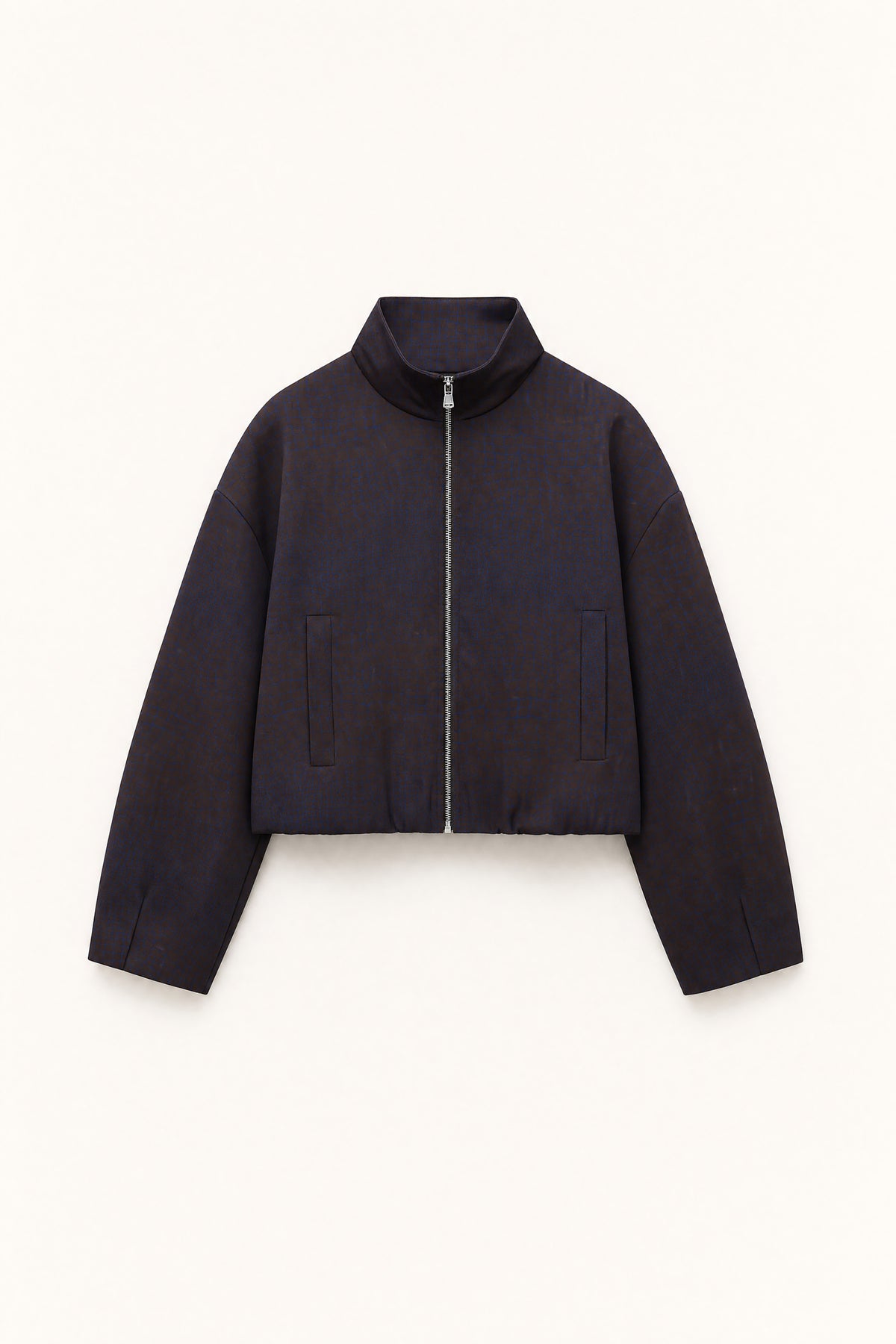 Sue Crocodile-Effect Bomber Jacket in Brown & Blue